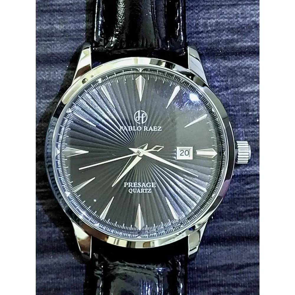 New Vintage Pablo Raez 40mm Mens Slv‎ Blk Blk Presage Watch